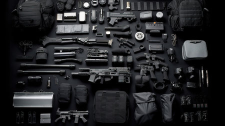 a group of black objects.の素材