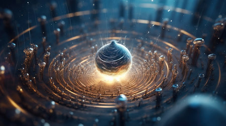 a sphere with light coming out of it.の素材