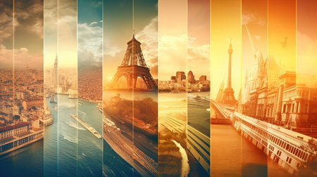 a collage of a city.の素材