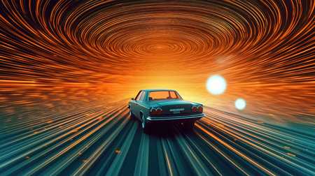 a car driving through a tunnel.の素材