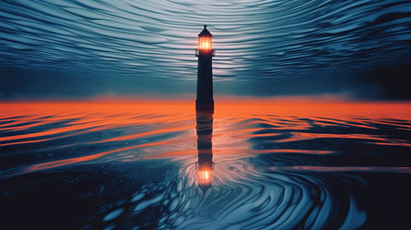 a lighthouse in the water.の素材