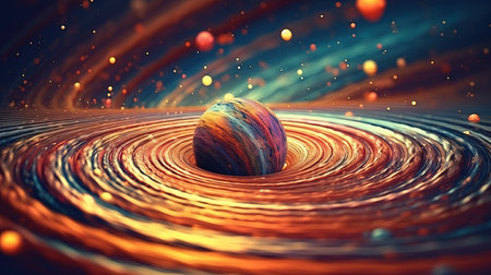 a colorful sphere in a spiral.の素材