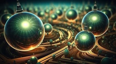 a group of spheres on a surface.の素材