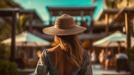 a woman wearing a hat.の素材