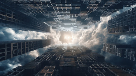 looking up to the sky.の素材