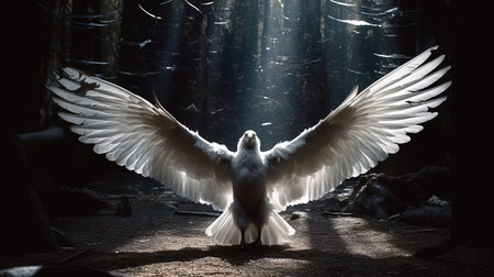 a bird with wings spread.の素材