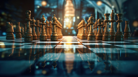 a chess board with chess pieces on it.の素材