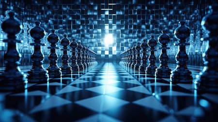 a chess board with chess pieces.の素材