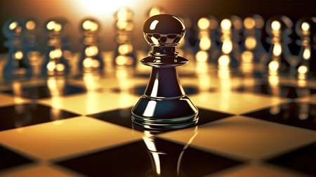 a chess board with a pawn.の素材
