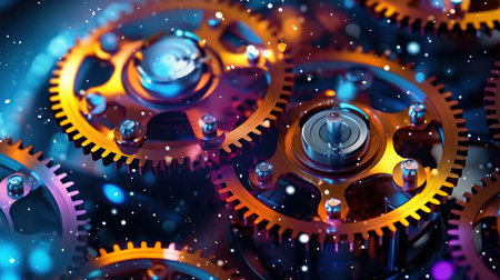 a close up of gears.の素材