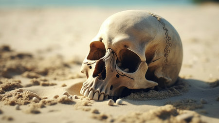 a skull in the sand.の素材