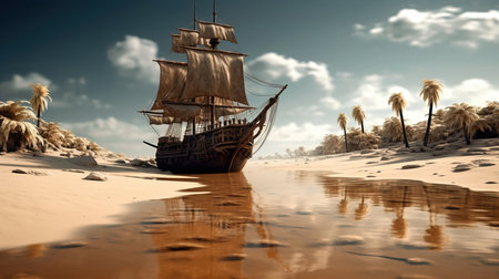 a ship on a beach.の素材