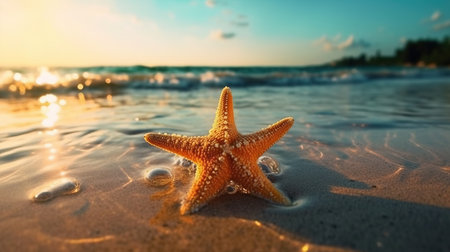 a starfish on the beach.の素材