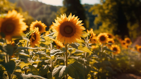 a close up of a sunflower.の素材