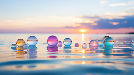 a group of water bubbles in the water.の素材