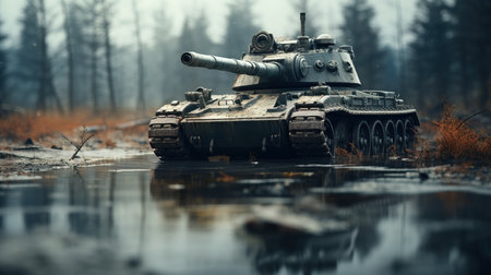 a tank in a muddy area.の素材