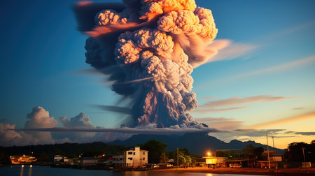 a volcano erupting in the sky.の素材