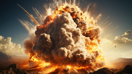 a large explosion with smoke and sparks.の素材