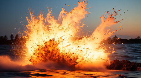 a large explosion of water.の素材