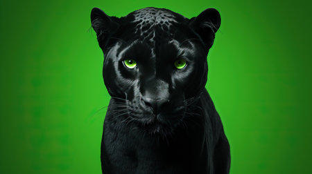 a black panther with green eyes.の素材