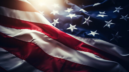 a close up of a USA flag.の素材