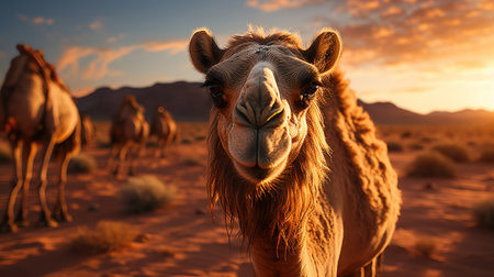 a camel in the desert.の素材