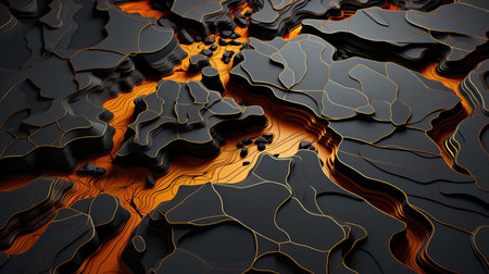 a black and orange layers of landの素材