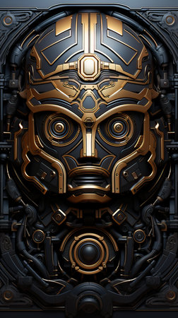 a black and gold robot faceの素材