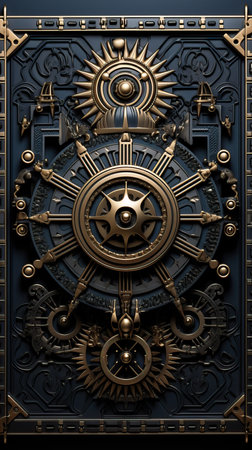 a black and gold ornate doorの素材