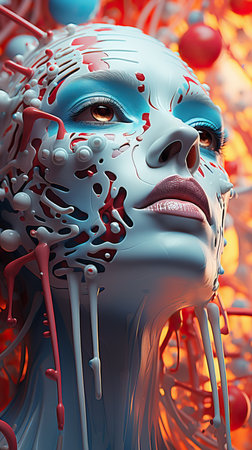 a close up of a woman's faceの素材