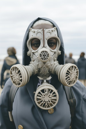 a person wearing a gas maskの素材