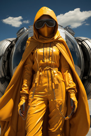 a person in a yellow suit and gogglesの素材