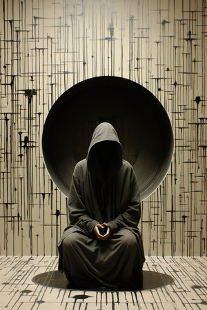 a person in a hooded robeの素材