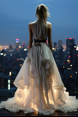 a woman in a white dressの素材