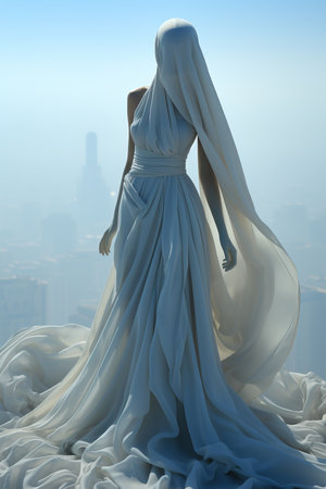 a mannequin wearing a white dressの素材