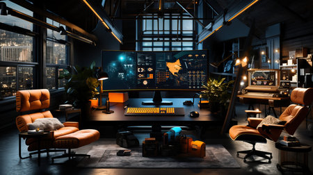 a computer on a deskの素材