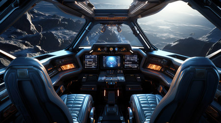inside a cockpit of a spaceshipの素材