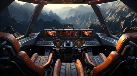 inside a cockpit of a planeの素材