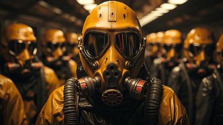 a person wearing a gas maskの素材