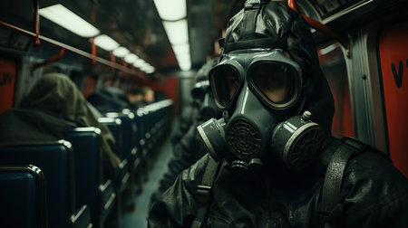 a person wearing a gas maskの素材
