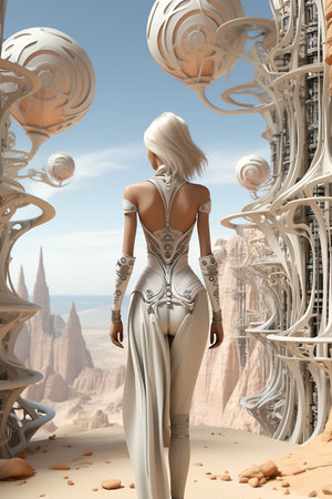a woman in a white dressの素材