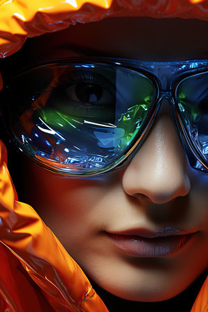 a close up of a woman wearing sunglassesの素材