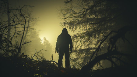 a person standing in the woodsの素材