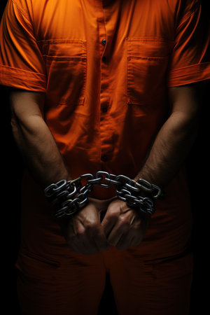 a man in a jail cellの素材