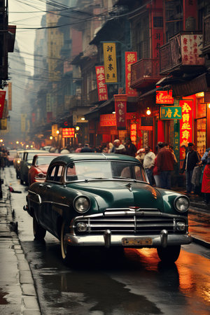 a car on the streetの素材