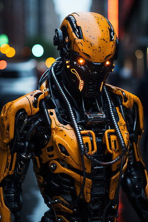 a person in a yellow garment robotの素材