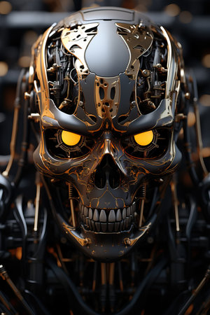 a skull with yellow eyesの素材