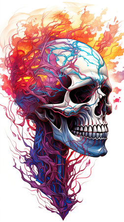 a skull with colorful veinsの素材