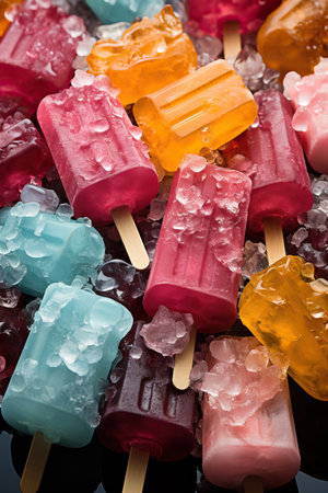 a group of popsicles with iceの素材