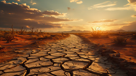 a cracked ground in a desertの素材